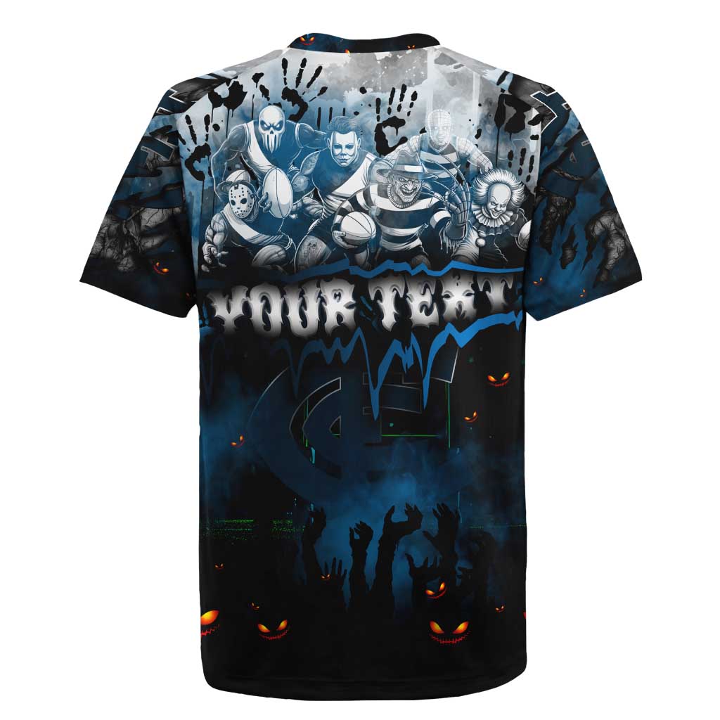 Step Into Horror Domain Blues Football Rugby Jersey Halloween Horror Movie Characters - Aussie Hoodie