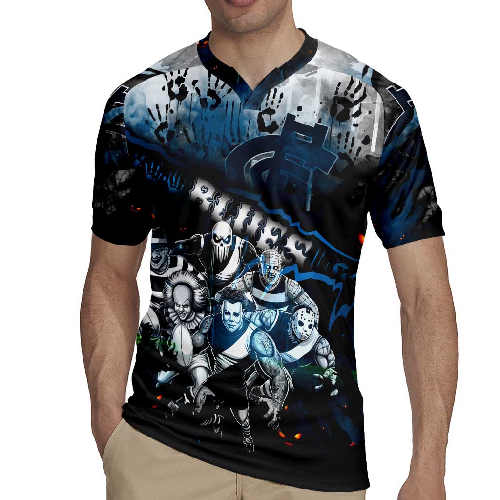 Step Into Horror Domain Blues Football Rugby Jersey Halloween Horror Movie Characters - Aussie Hoodie
