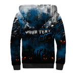Step Into Horror Domain Blues Football Sherpa Hoodie Halloween Horror Movie Characters - Aussie Hoodie
