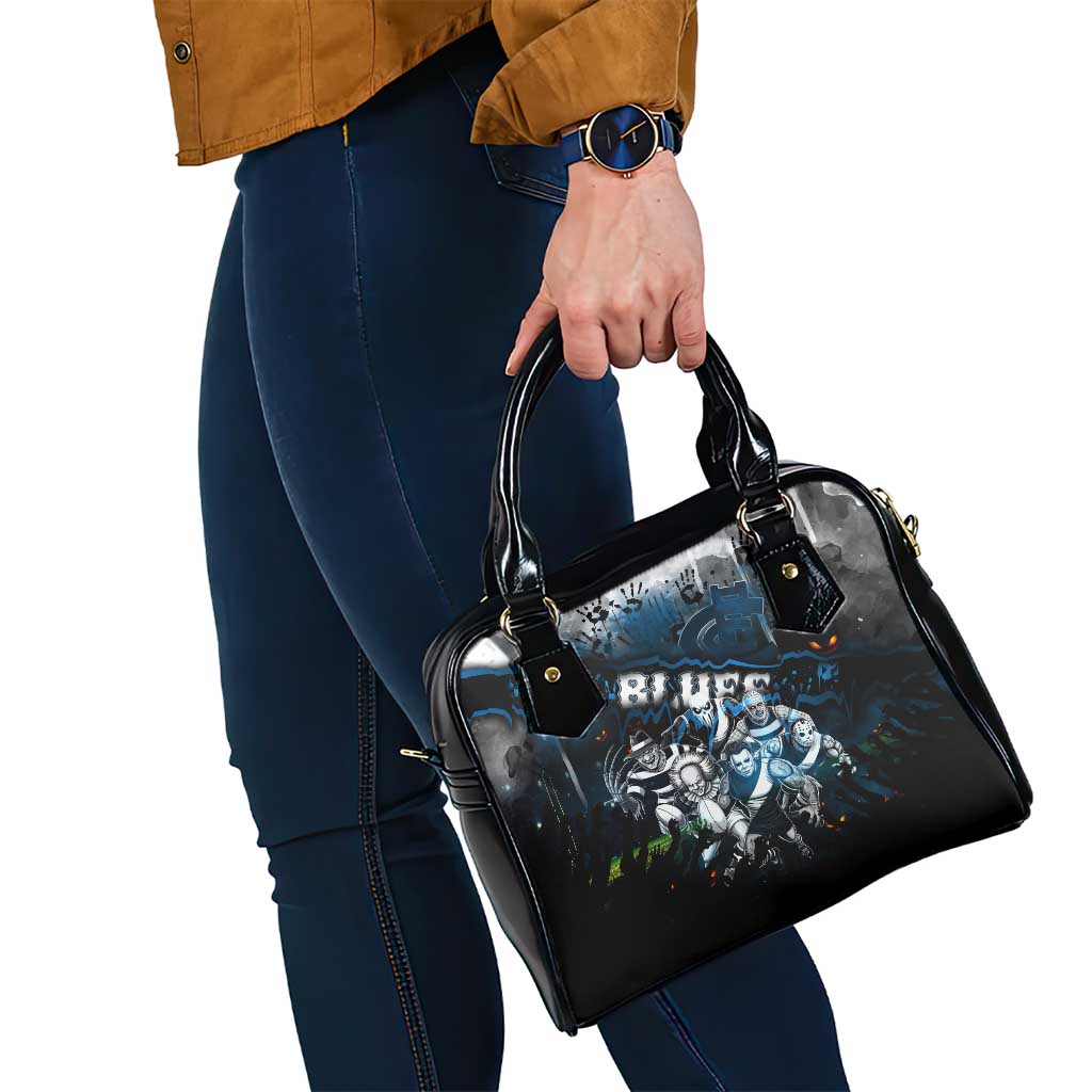 Step Into Horror Domain Blues Football Shoulder Handbag Halloween Horror Movie Characters - Aussie Hoodie