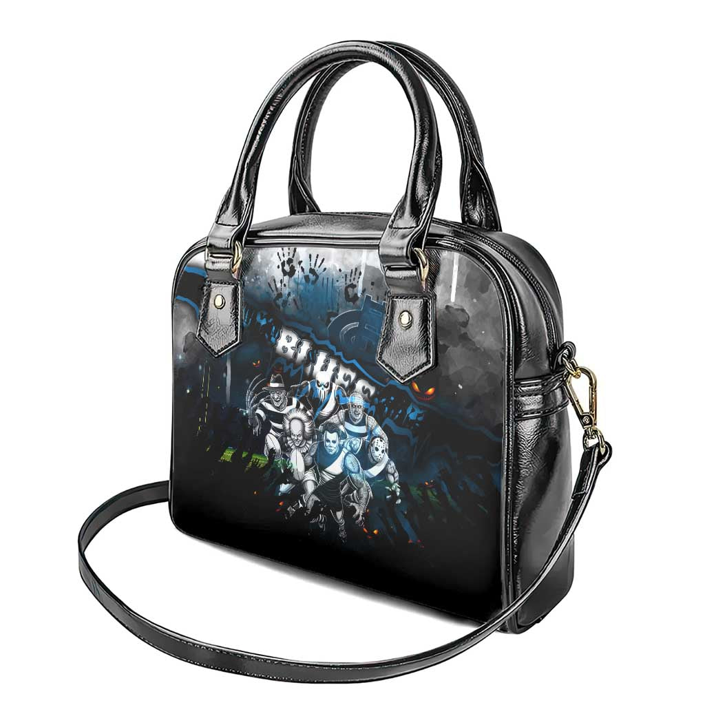 Step Into Horror Domain Blues Football Shoulder Handbag Halloween Horror Movie Characters - Aussie Hoodie