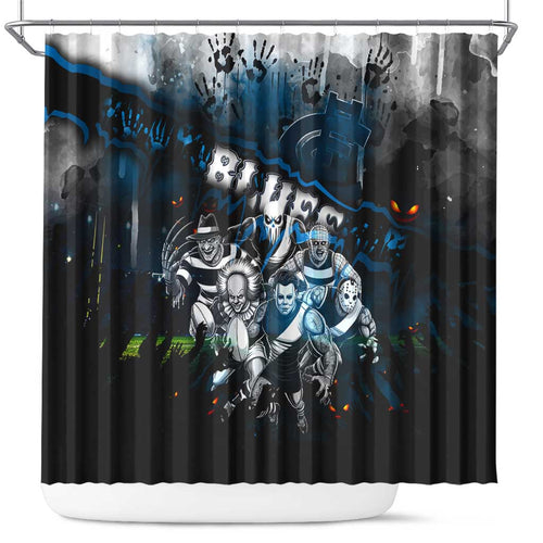 Step Into Horror Domain Blues Football Shower Curtain Halloween Horror Movie Characters - Aussie Hoodie