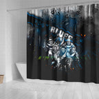 Step Into Horror Domain Blues Football Shower Curtain Halloween Horror Movie Characters - Aussie Hoodie
