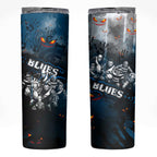 Step Into Horror Domain Blues Football Skinny Tumbler Halloween Horror Movie Characters - Aussie Hoodie