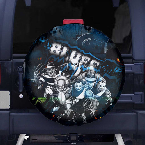 Step Into Horror Domain Blues Football Spare Tire Cover Halloween Horror Movie Characters - Aussie Hoodie