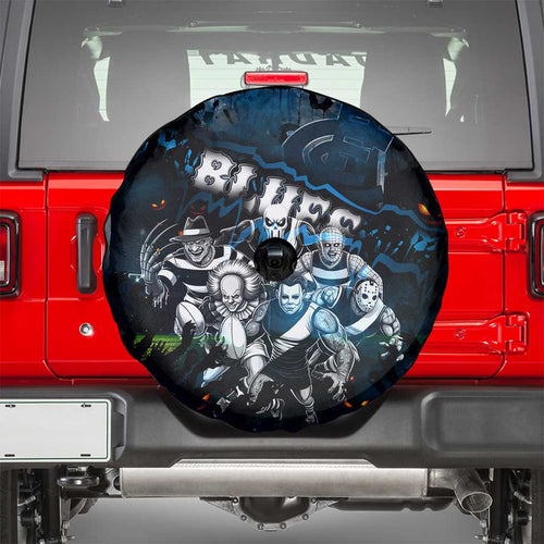 Step Into Horror Domain Blues Football Spare Tire Cover Halloween Horror Movie Characters - Aussie Hoodie