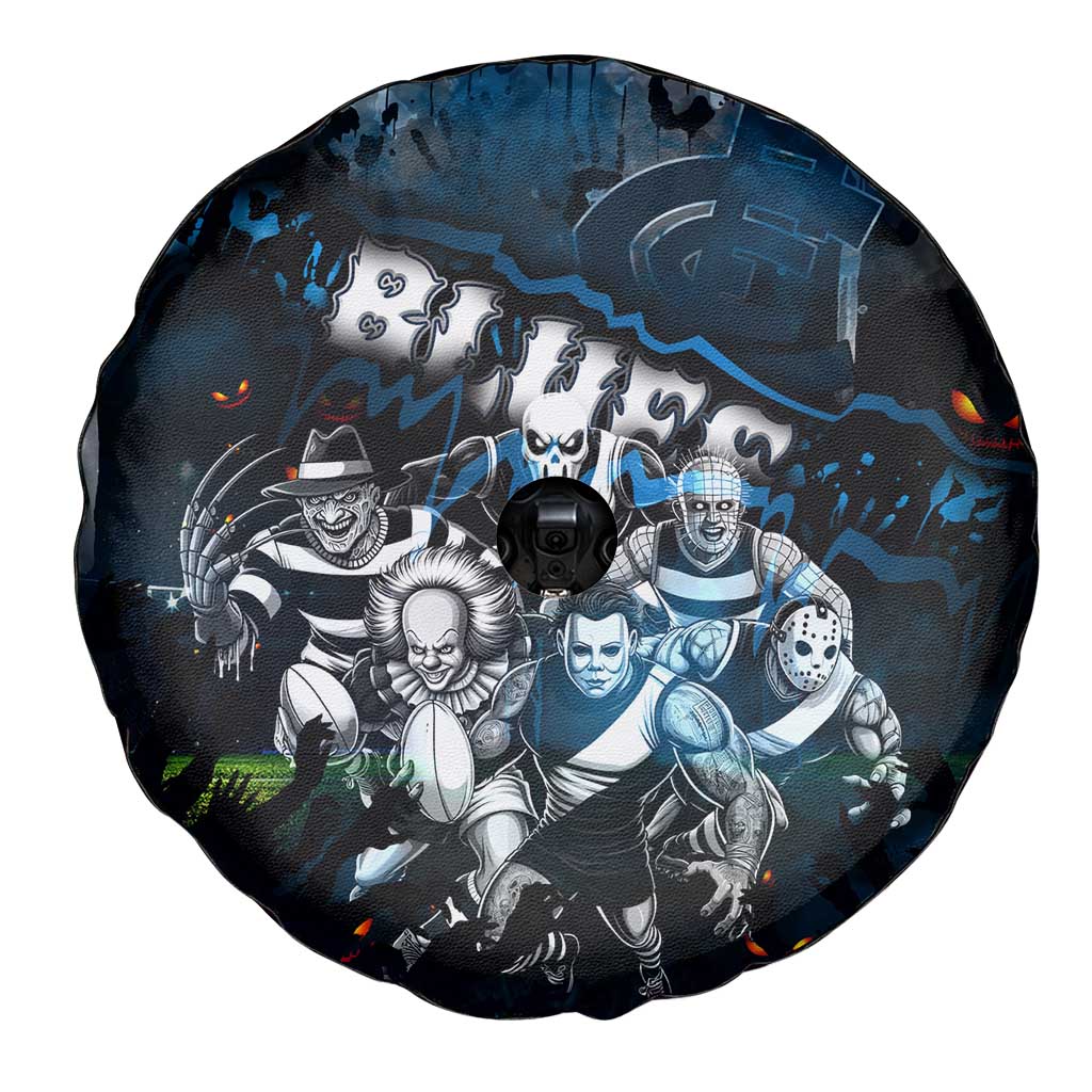 Step Into Horror Domain Blues Football Spare Tire Cover Halloween Horror Movie Characters - Aussie Hoodie