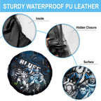 Step Into Horror Domain Blues Football Spare Tire Cover Halloween Horror Movie Characters - Aussie Hoodie