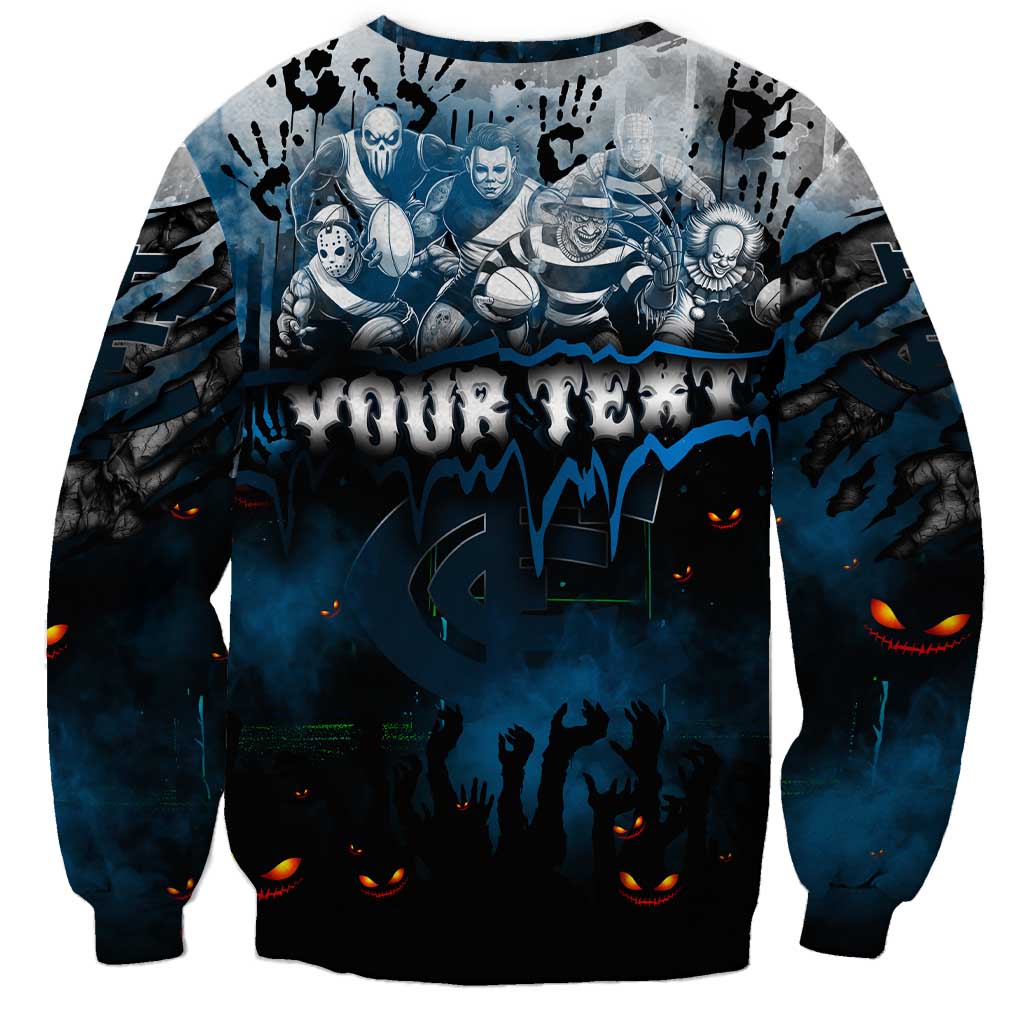Step Into Horror Domain Blues Football Sweatshirt Halloween Horror Movie Characters - Aussie Hoodie