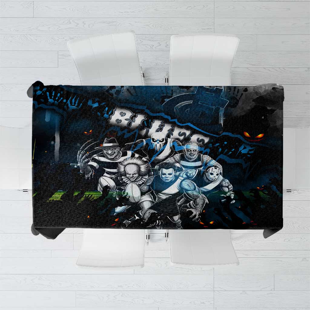 Step Into Horror Domain Blues Football Tablecloth Halloween Horror Movie Characters - Aussie Hoodie