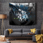 Step Into Horror Domain Blues Football Tapestry Halloween Horror Movie Characters - Aussie Hoodie