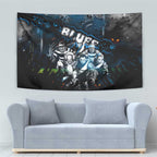 Step Into Horror Domain Blues Football Tapestry Halloween Horror Movie Characters - Aussie Hoodie