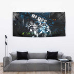 Step Into Horror Domain Blues Football Tapestry Halloween Horror Movie Characters - Aussie Hoodie