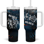 Step Into Horror Domain Blues Football Tumbler With Handle Halloween Horror Movie Characters - Aussie Hoodie