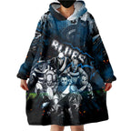 Step Into Horror Domain Blues Football Wearable Blanket Hoodie Halloween Horror Movie Characters - Aussie Hoodie