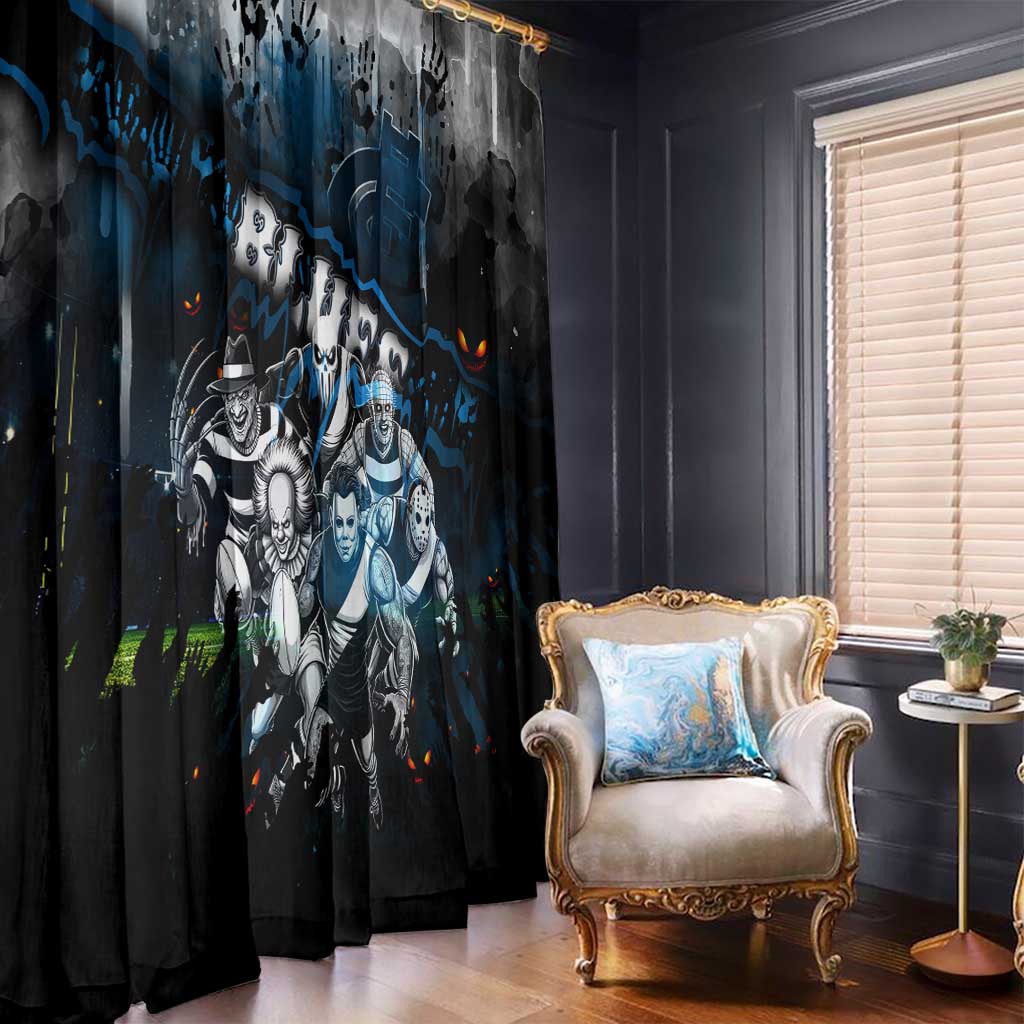 Step Into Horror Domain Blues Football Window Curtain Halloween Horror Movie Characters - Aussie Hoodie