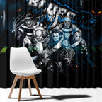 Step Into Horror Domain Blues Football Window Curtain Halloween Horror Movie Characters - Aussie Hoodie