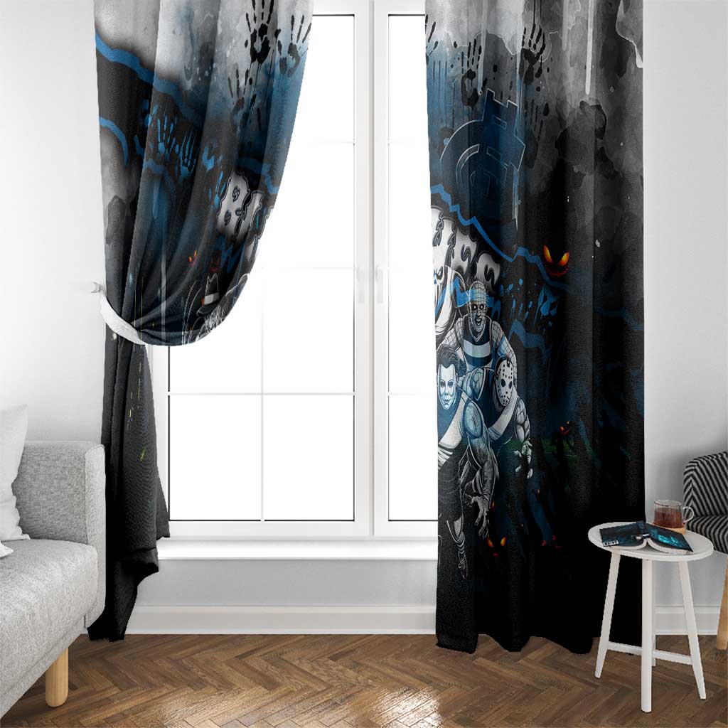 Step Into Horror Domain Blues Football Window Curtain Halloween Horror Movie Characters - Aussie Hoodie