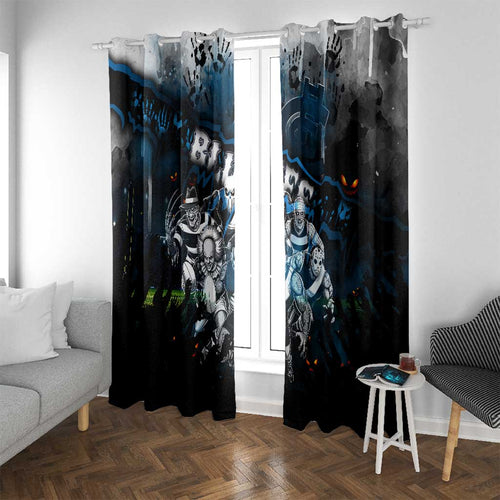 Step Into Horror Domain Blues Football Window Curtain Halloween Horror Movie Characters - Aussie Hoodie
