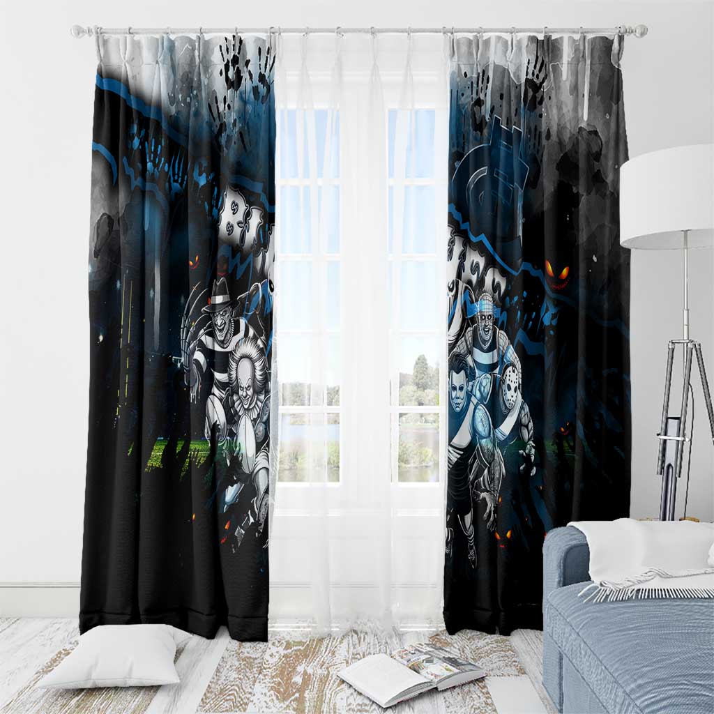 Step Into Horror Domain Blues Football Window Curtain Halloween Horror Movie Characters - Aussie Hoodie