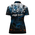 Step Into Horror Domain Blues Football Women Polo Shirt Halloween Horror Movie Characters - Aussie Hoodie