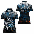 Step Into Horror Domain Blues Football Women Polo Shirt Halloween Horror Movie Characters - Aussie Hoodie