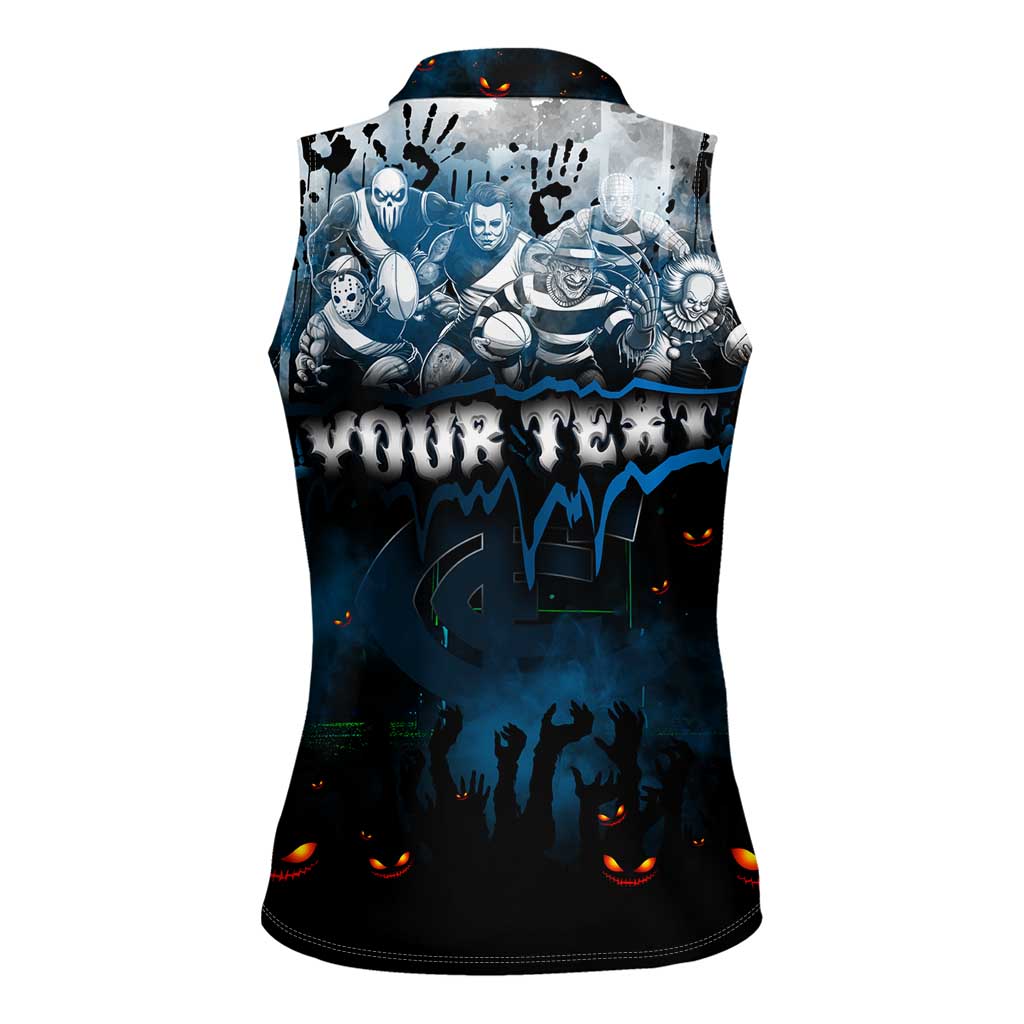 Step Into Horror Domain Blues Football Women Sleeveless Polo Shirt Halloween Horror Movie Characters - Aussie Hoodie