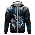 Step Into Horror Domain Blues Football Zip Hoodie Halloween Horror Movie Characters - Aussie Hoodie