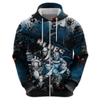 Step Into Horror Domain Blues Football Zip Hoodie Halloween Horror Movie Characters - Aussie Hoodie