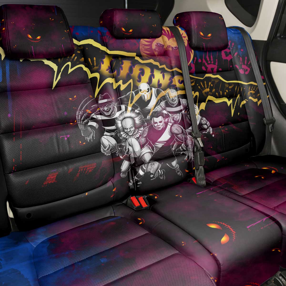 Step Into Horror Domain Lions Football Back Car Seat Cover Halloween Horror Movie Characters - Aussie Hoodie