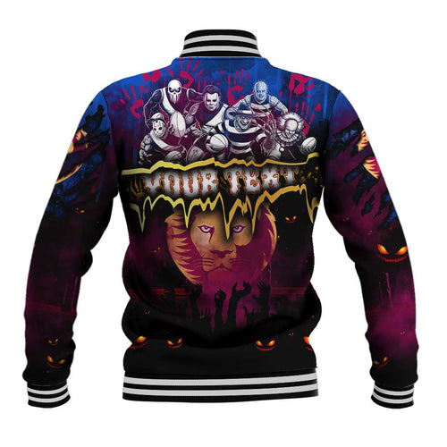 Step Into Horror Domain Lions Football Baseball Jacket Halloween Horror Movie Characters - Aussie Hoodie