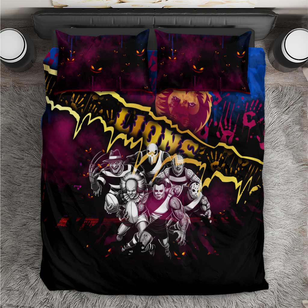 Step Into Horror Domain Lions Football Bedding Set Halloween Horror Movie Characters - Aussie Hoodie