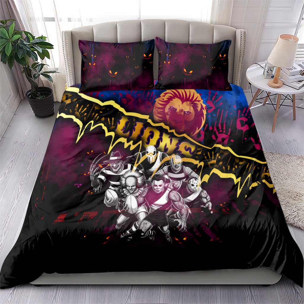 Step Into Horror Domain Lions Football Bedding Set Halloween Horror Movie Characters - Aussie Hoodie