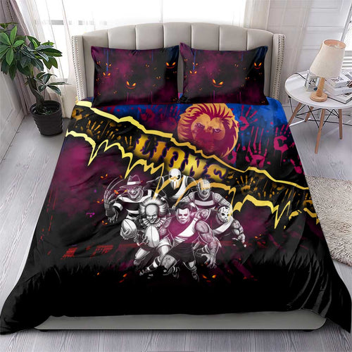 Step Into Horror Domain Lions Football Bedding Set Halloween Horror Movie Characters - Aussie Hoodie