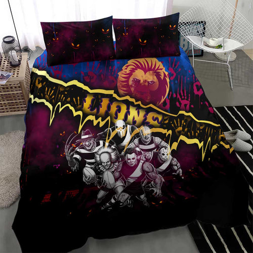 Step Into Horror Domain Lions Football Bedding Set Halloween Horror Movie Characters - Aussie Hoodie