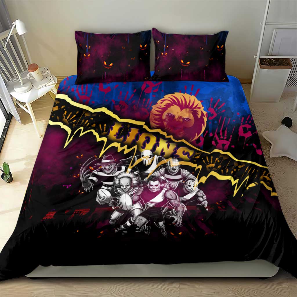 Step Into Horror Domain Lions Football Bedding Set Halloween Horror Movie Characters - Aussie Hoodie