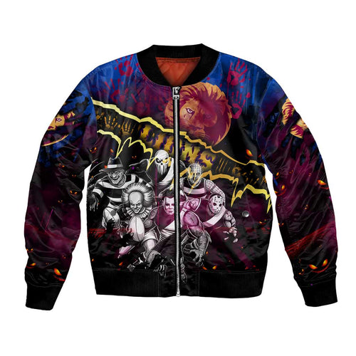 Step Into Horror Domain Lions Football Bomber Jacket Halloween Horror Movie Characters - Aussie Hoodie