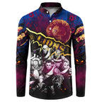 Step Into Horror Domain Lions Football Button Sweatshirt Halloween Horror Movie Characters - Aussie Hoodie
