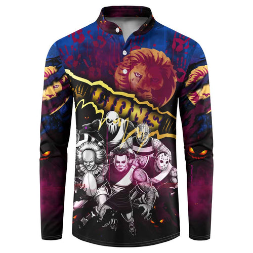 Step Into Horror Domain Lions Football Button Sweatshirt Halloween Horror Movie Characters - Aussie Hoodie