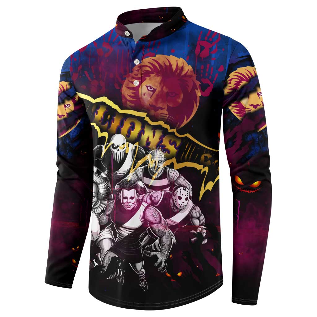 Step Into Horror Domain Lions Football Button Sweatshirt Halloween Horror Movie Characters - Aussie Hoodie