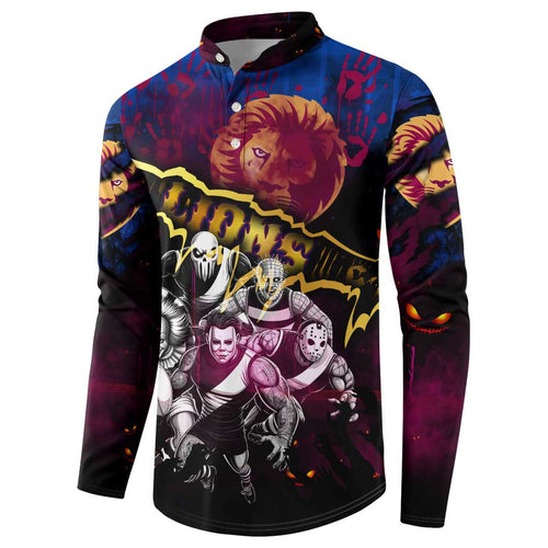 Step Into Horror Domain Lions Football Button Sweatshirt Halloween Horror Movie Characters - Aussie Hoodie