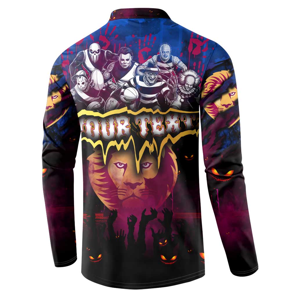 Step Into Horror Domain Lions Football Button Sweatshirt Halloween Horror Movie Characters - Aussie Hoodie