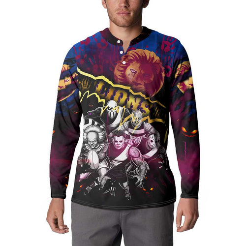 Step Into Horror Domain Lions Football Button Sweatshirt Halloween Horror Movie Characters - Aussie Hoodie