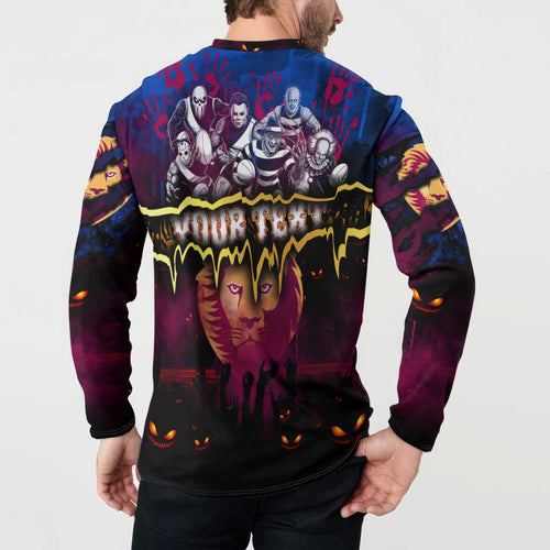 Step Into Horror Domain Lions Football Button Sweatshirt Halloween Horror Movie Characters - Aussie Hoodie