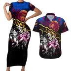 Step Into Horror Domain Lions Football Couples Matching Short Sleeve Bodycon Dress and Hawaiian Shirt Halloween Horror Movie Characters - Aussie Hoodie