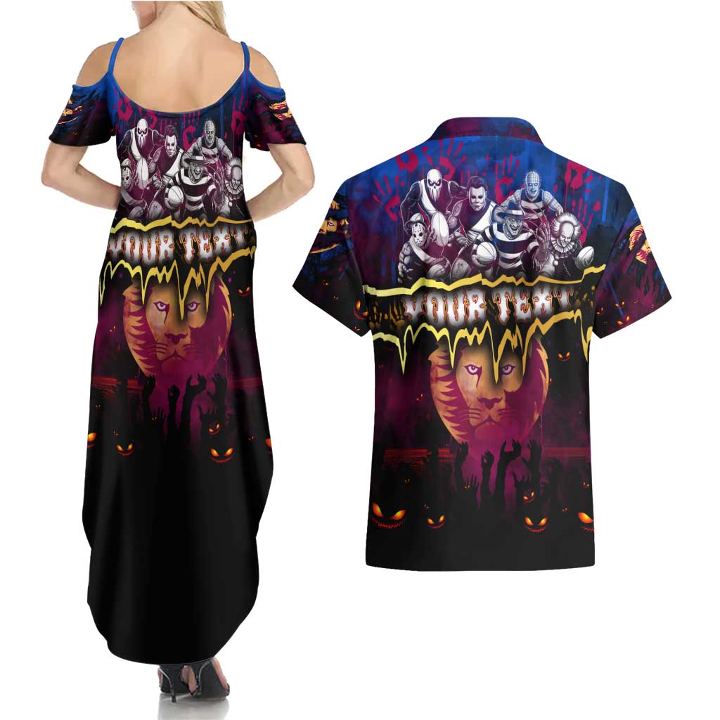 Step Into Horror Domain Lions Football Couples Matching Summer Maxi Dress and Hawaiian Shirt Halloween Horror Movie Characters - Aussie Hoodie