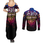 Step Into Horror Domain Lions Football Couples Matching Summer Maxi Dress and Long Sleeve Button Shirt Halloween Horror Movie Characters - Aussie Hoodie