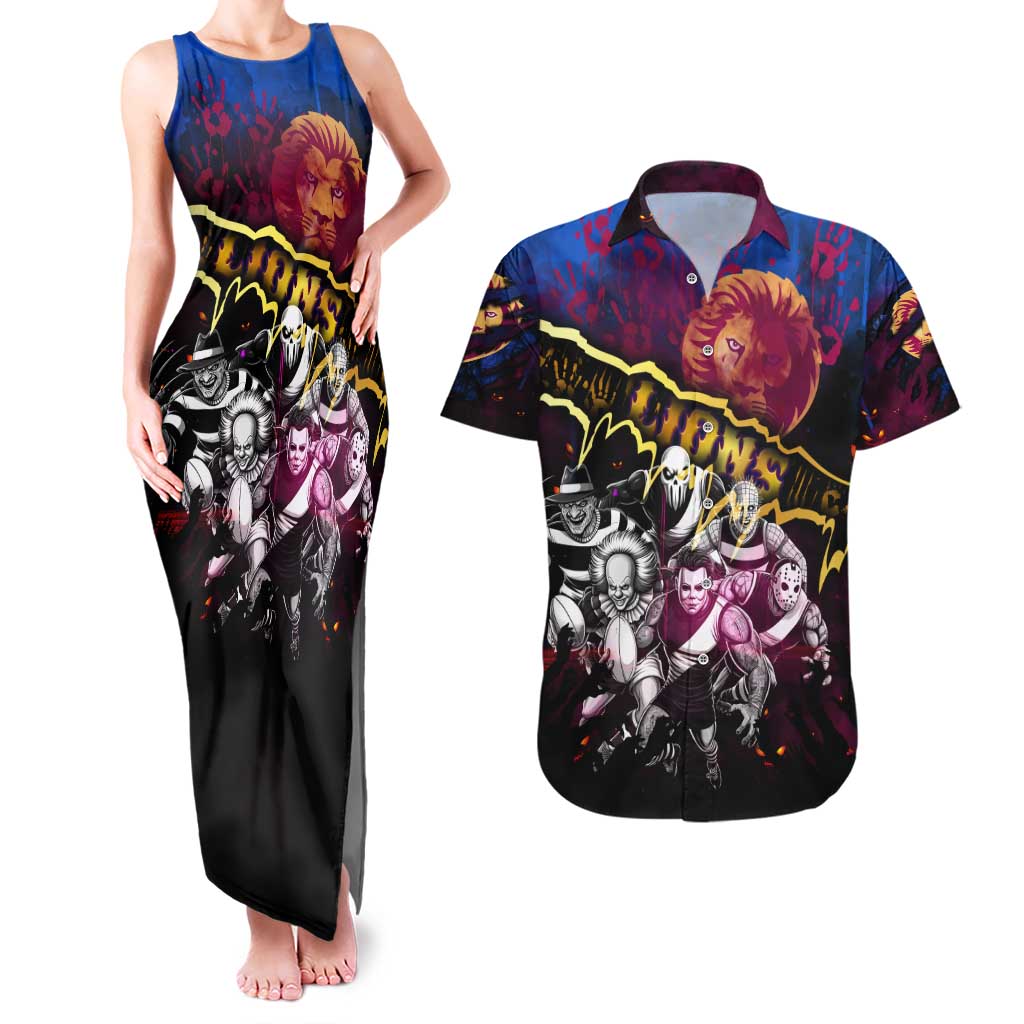 Step Into Horror Domain Lions Football Couples Matching Tank Maxi Dress and Hawaiian Shirt Halloween Horror Movie Characters - Aussie Hoodie