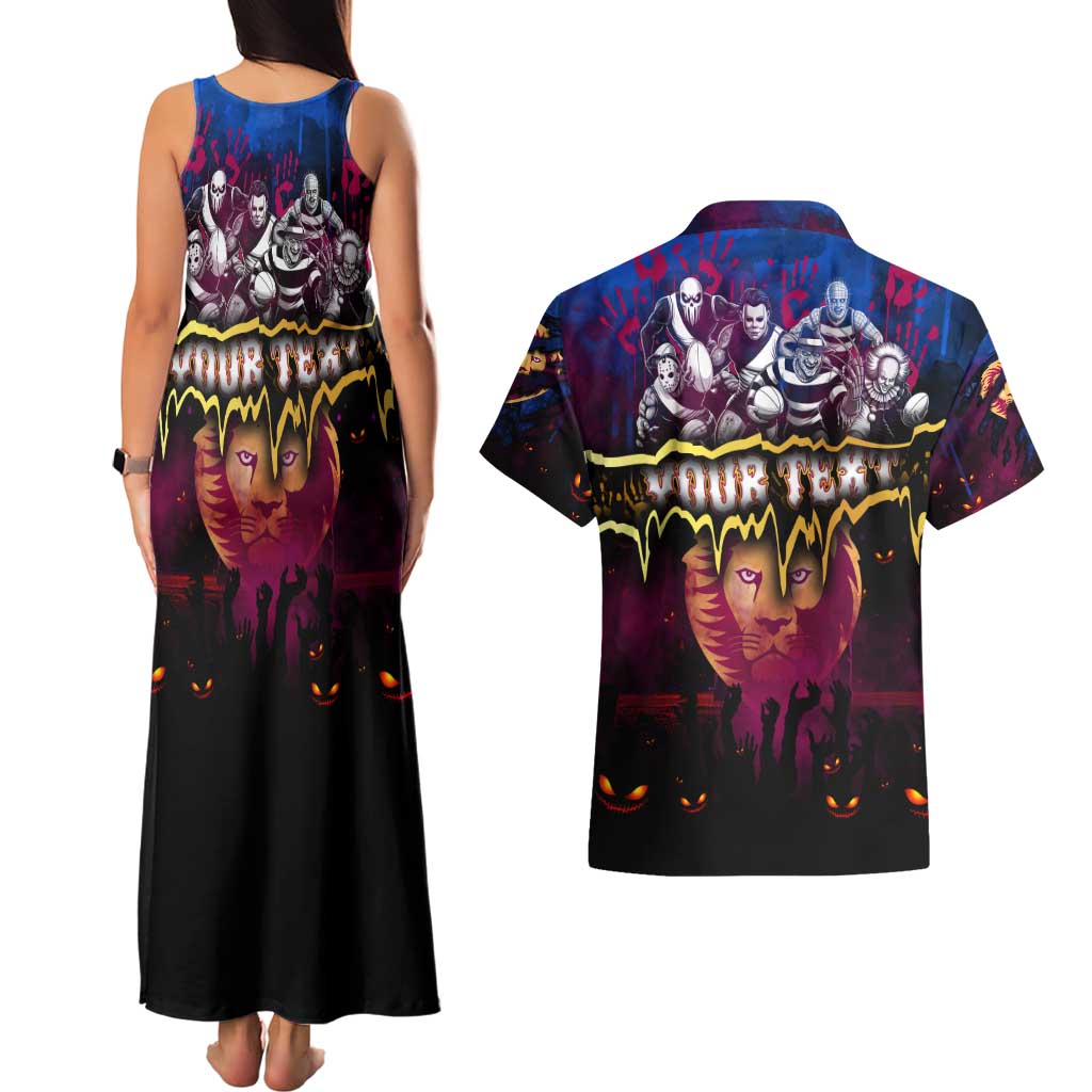Step Into Horror Domain Lions Football Couples Matching Tank Maxi Dress and Hawaiian Shirt Halloween Horror Movie Characters - Aussie Hoodie