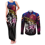 Step Into Horror Domain Lions Football Couples Matching Tank Maxi Dress and Long Sleeve Button Shirt Halloween Horror Movie Characters - Aussie Hoodie